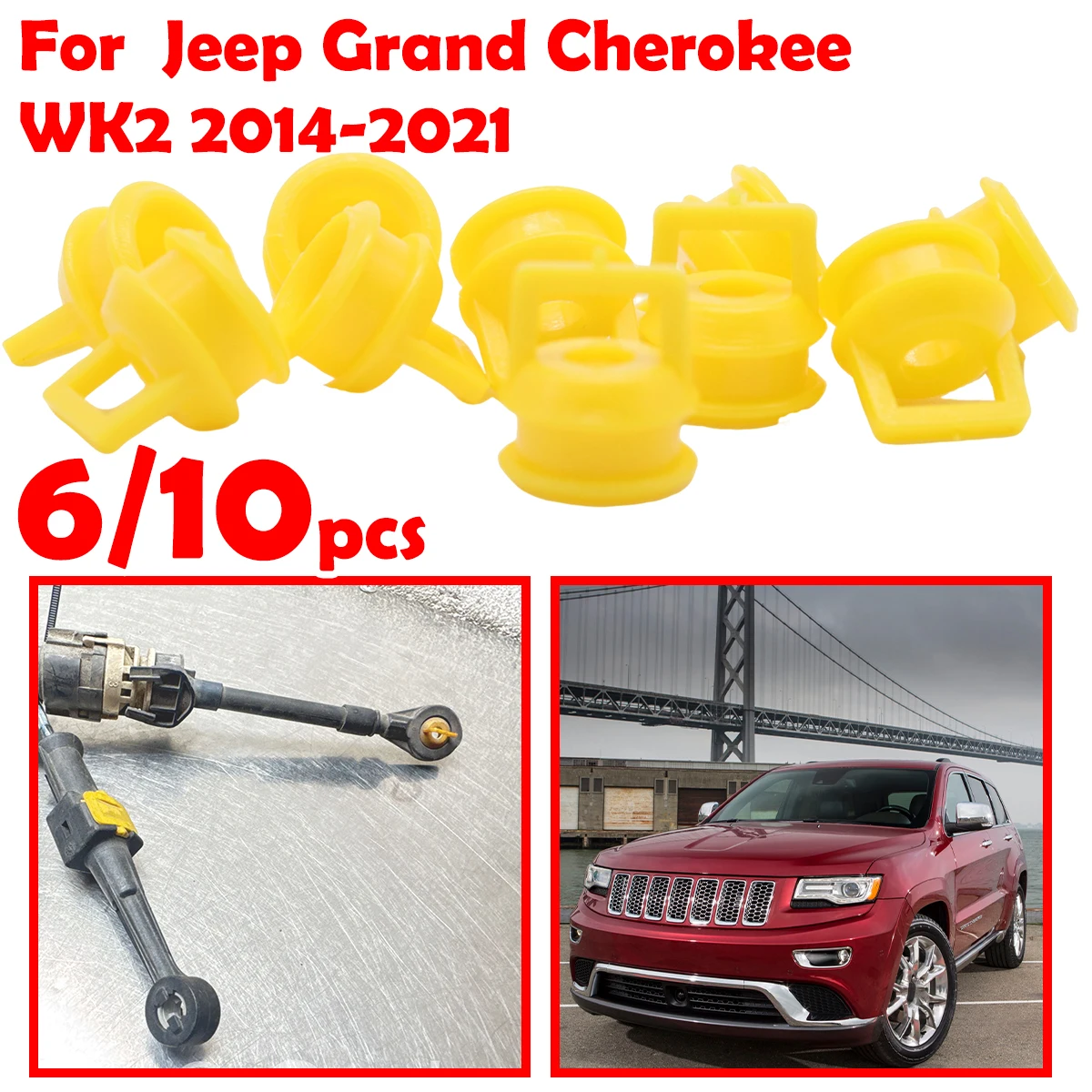 

6/10pcs For Jeep Grand Cherokee WK2 2014-2021 Shift Cable Linkage Bushing Repair Kit Rubber Bands Grommet Clips Car accessories