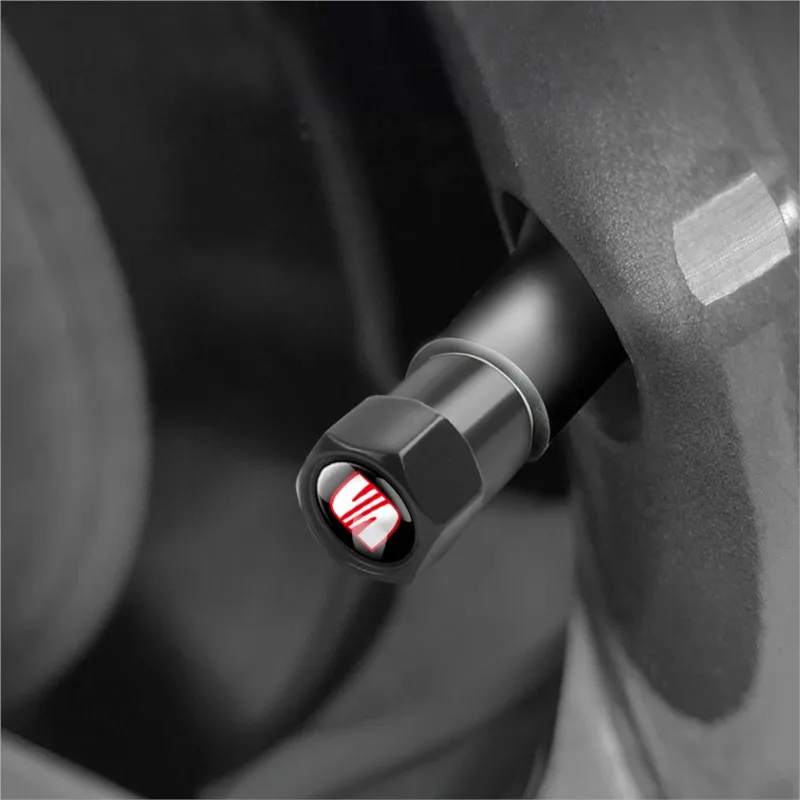 4Pcs Seat Emblem Badge Car Wheel Tire Valve Stem Cap Dust Cover For Seat Cupra FR Racing Ibiza Leon E-racer Ateca Toledo Tarraco