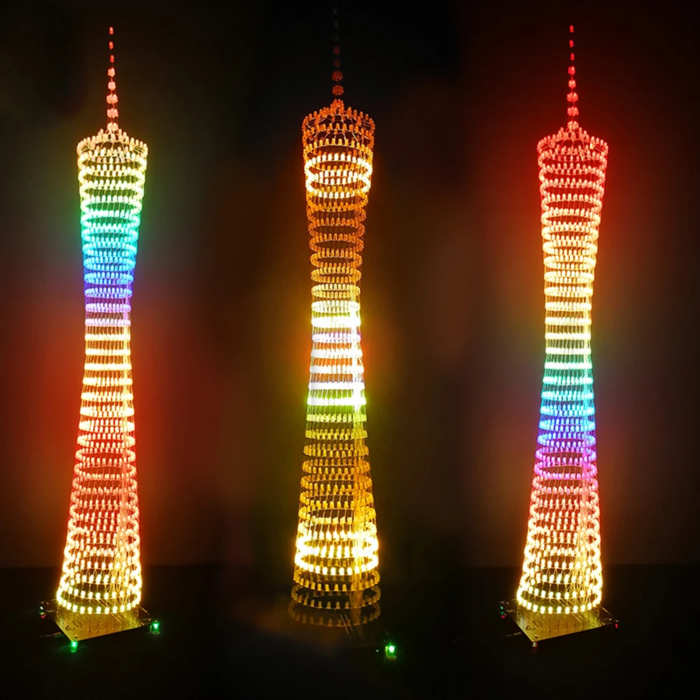 Kit di saldatura fai da te colorato bluetooth Canton Tower 32 strati x32 colonne LED light cube spettro musicale (non assemblato