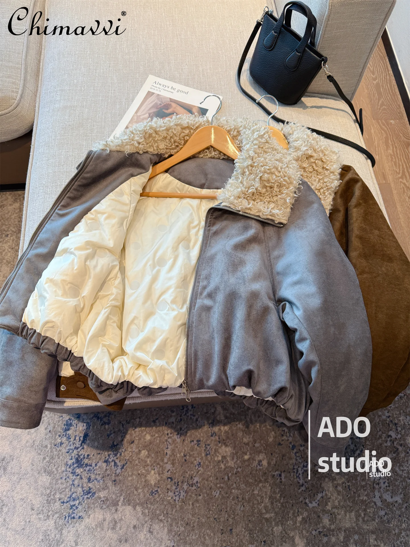 

Heavy Down Jacket Coat 2025 Winter New Fashion Casual Loose Zipper Women's Long Sleeve Coffee Color Short Coat Hooded Womens Top