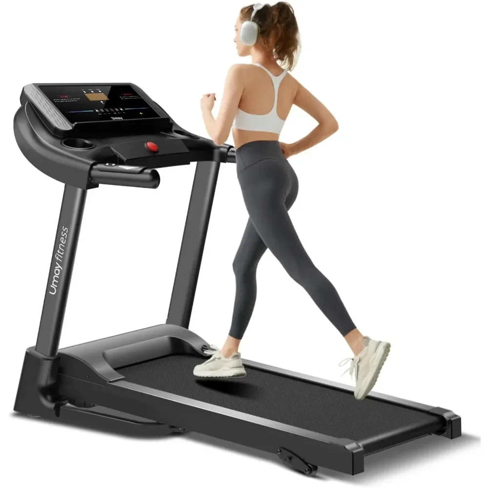 

FAST FREE.UMAY Fitness Home Auto-Folding Incline Treadmill with Pulse Sensors, 3.0 HP Quiet Brushless, 8.7 MPH, 300 lbs Capacity