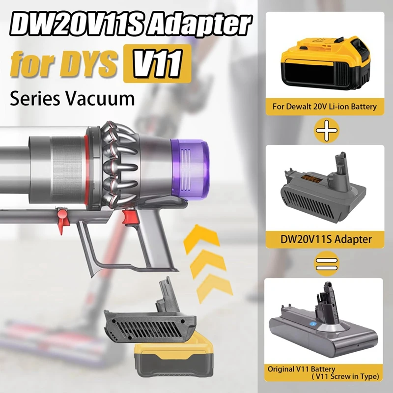 DW20V11S Battery Adapter For Dewalt 20V Li-Ion Battery To For Dyson V11 SV15 Battery Work With V11 Series Vacuum Cleaner