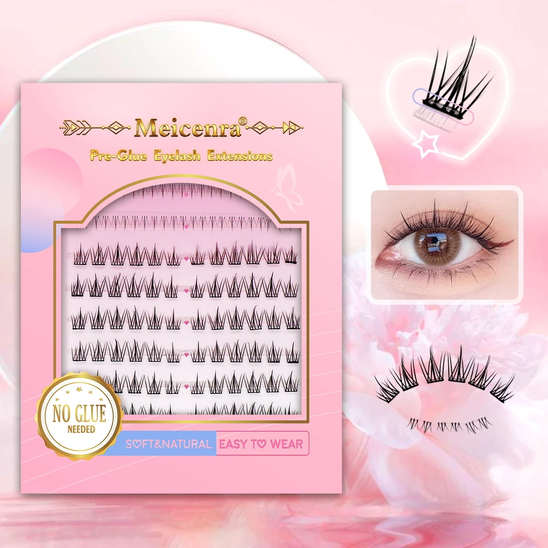 Self-Adhesive Cluster Eyelash Extensions Individual Beauty Makeup Enhancer for Eyes