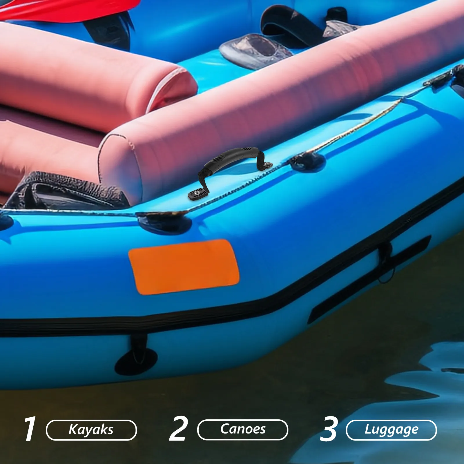 

3 комплекта сменных ручек для каяка, черные, с одним отверстием, для бокового крепления, для переноски каноэ, лодок, багажа, чемоданов, эргономичные, водонепроницаемые, с удобной рукояткой