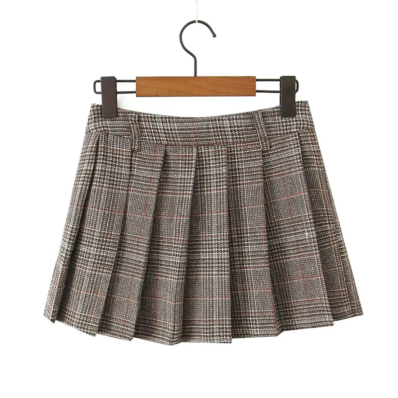 YENKYE Franse geruite plooirok voor dames Vintage hoge taille herfst winter elegante rokken