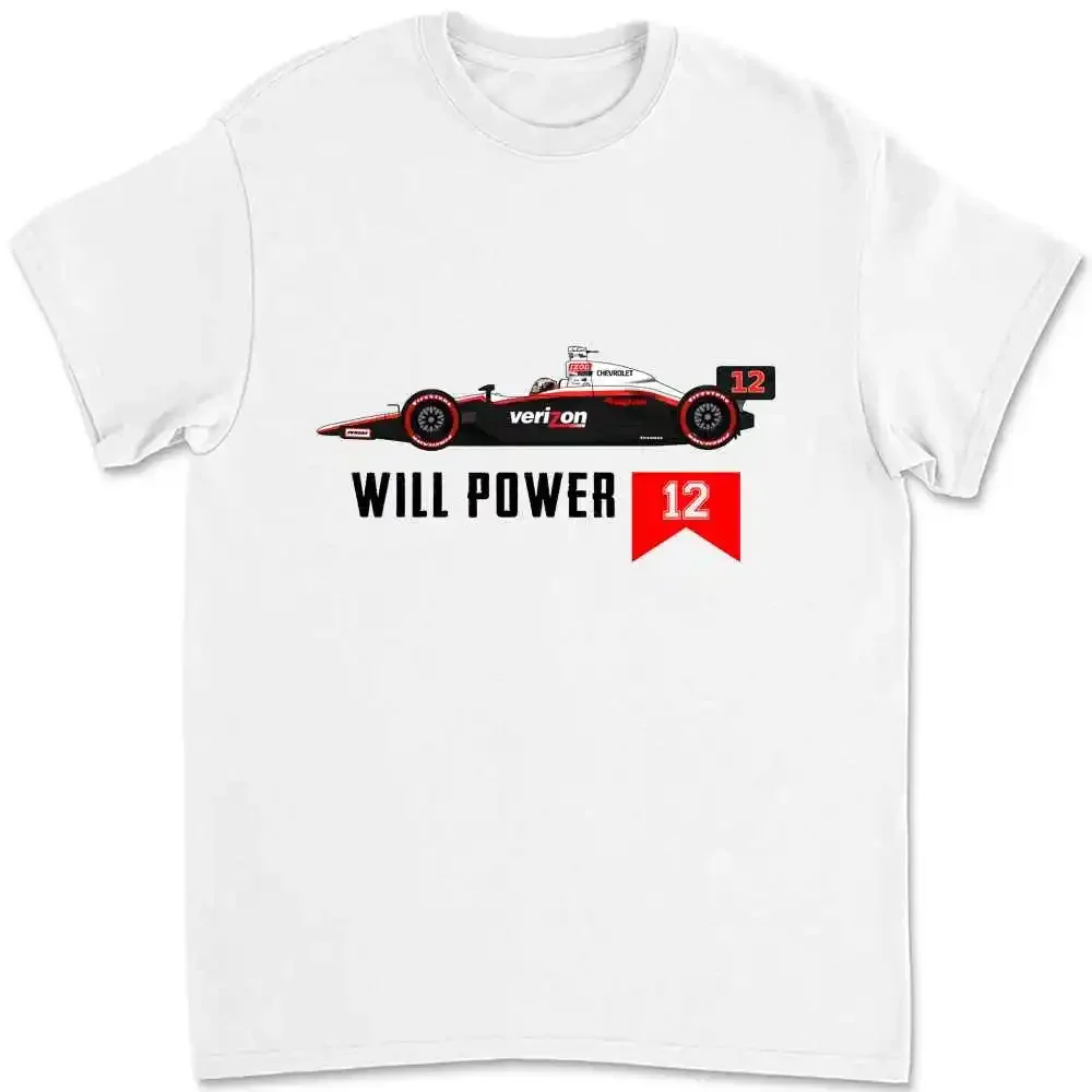 12 Will Power 2019 Indycar T-shirt de course blanc KGKX