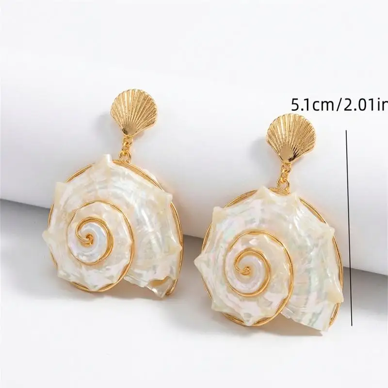 Bohemian Conch Shell Starfish Drop Earrings For Women Fashion Spiral Seashell Dangle Earrings Beach Party Jewelry Gift