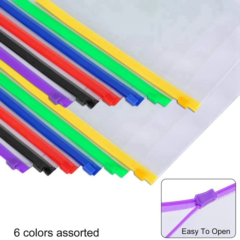 Hot TTKK 24PCS Binder Pockets A5 Size 6 Holes Zipper Binder Pouch Folders For 6-Ring Notebook Binder Loose Leaf Bags