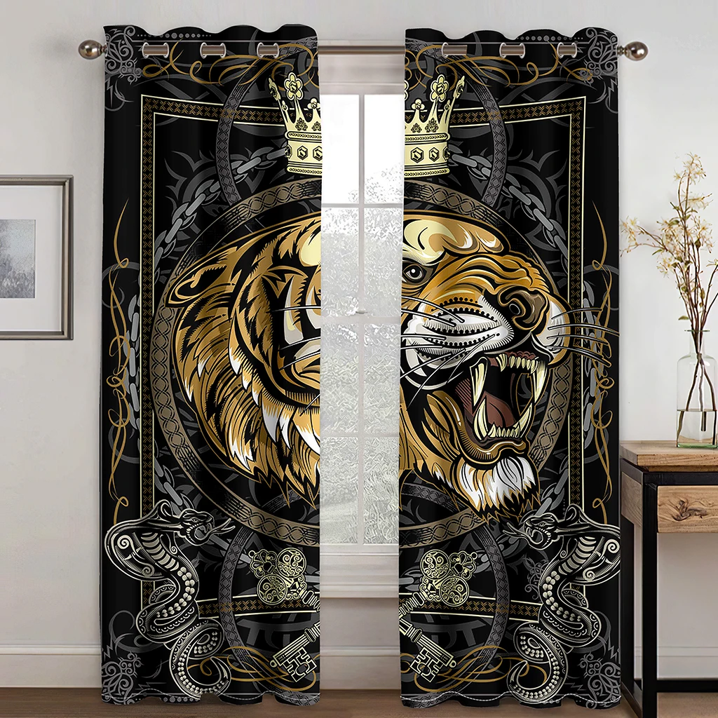 

Black Gold dark wind Totem digital print curtain living room bedroom home environment landscaping polyester fiber curtain fabric