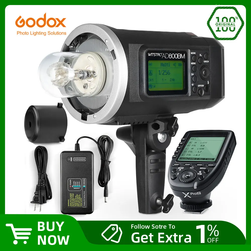 Godox Wistro AD600BM Bowens Mount 600W GN87 HSS 1/8000s Sync Outdoor Flash With 2.4G Wireless X System Build-in 8700mAh Battery