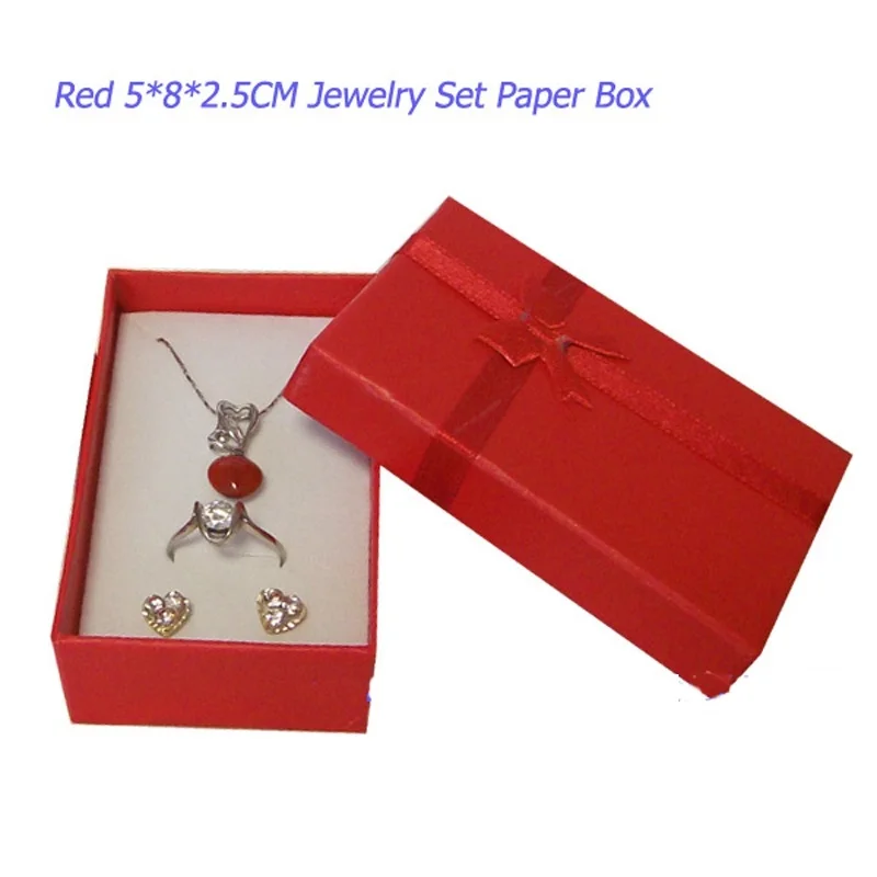 16Pcs/lot  Colorful Paper Pendant Jewelry Package Box Silk Ribbon Ring Earring Necklace Jewelry Organizer Holder Box  5*8*2.5cm