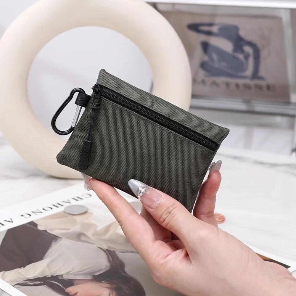 Practical Canvas Coin Purse Zipper Solid Color Card Bag Ultra Light Mini Size Small Item Bag Wallet Use