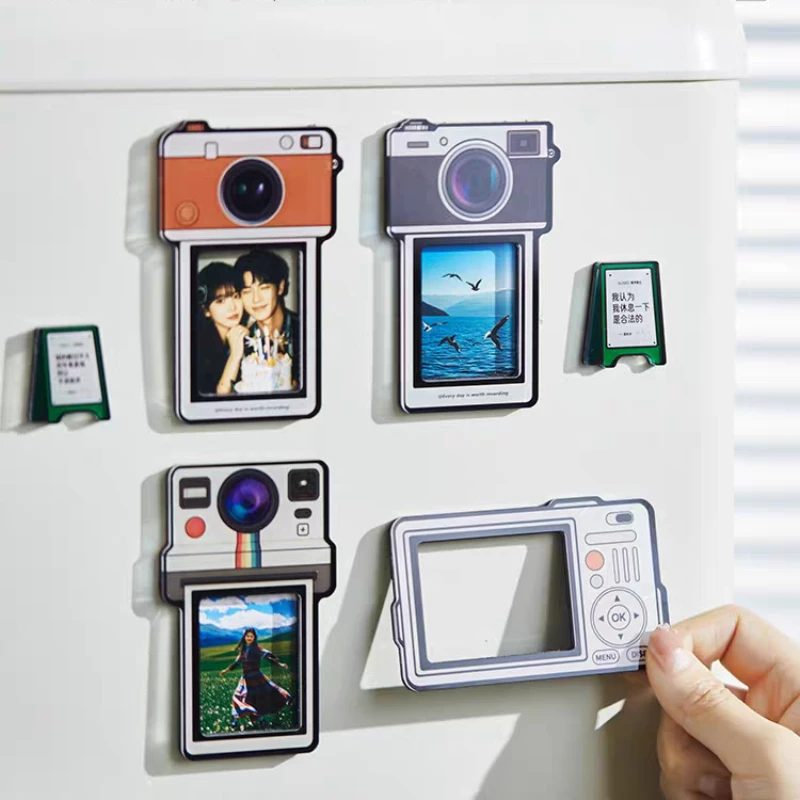 2pcs Creative and Funny Photo Frame Refrigerator Magnets Cute Refrigerator Magnets Whiteboard Sticker Mini Instant Polaroid view 2