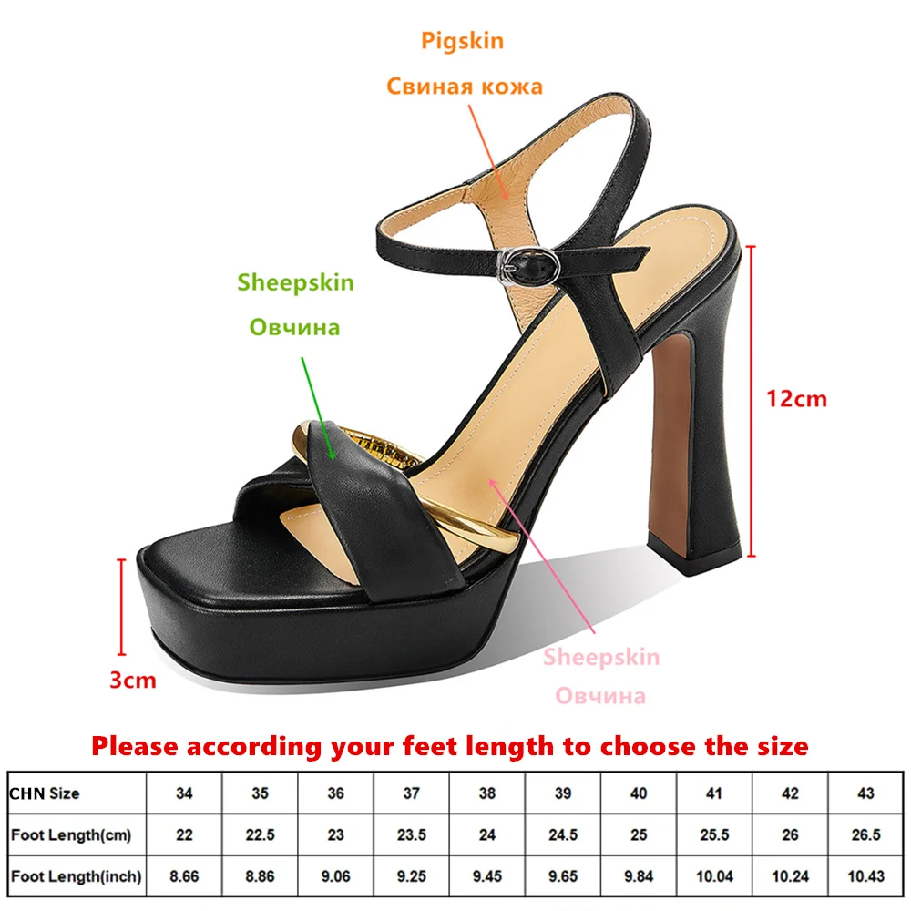 MILI-MIYA New Arrival Women Soft Sheep Skin Sandals Platform Super High Thick Heels Buckle Strap Dress Party Shoes Sexy Style