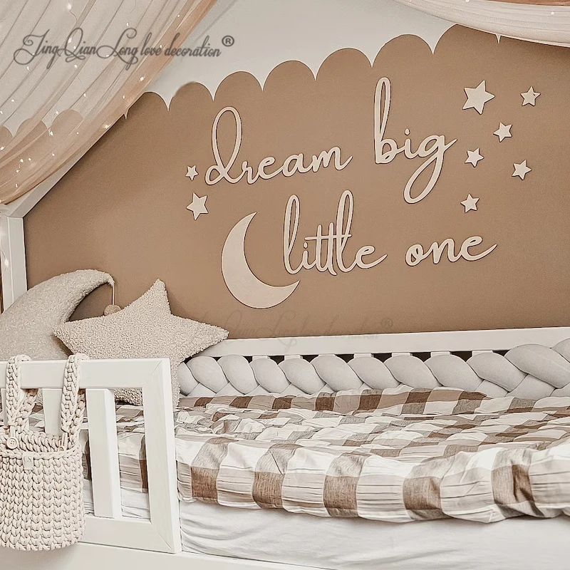 Custom Dream Big Little One Name Plate for Children's Rooms Door Sign Personalized Wooden Sign Wall Decoration Lettering