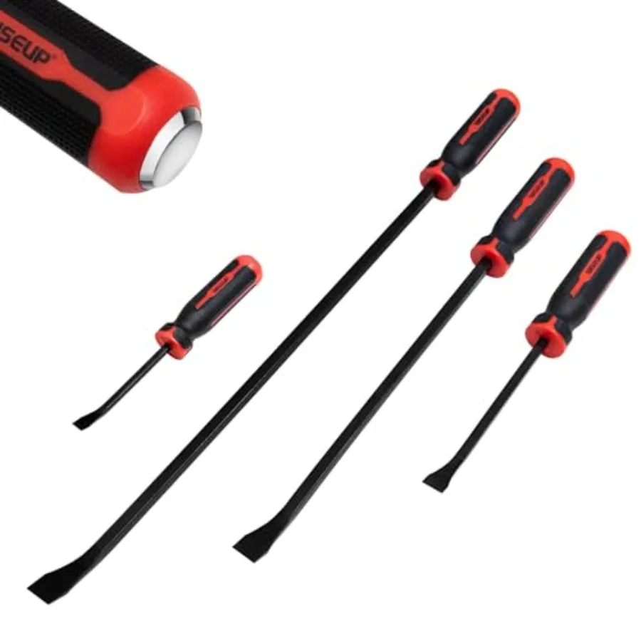 

WISEUP 4-Piece Pry Bar Set 8", 12", 18", 24" Heavy Duty Crowbar with Thicker Strike Caps for Prying Demolition Automotive Mecha