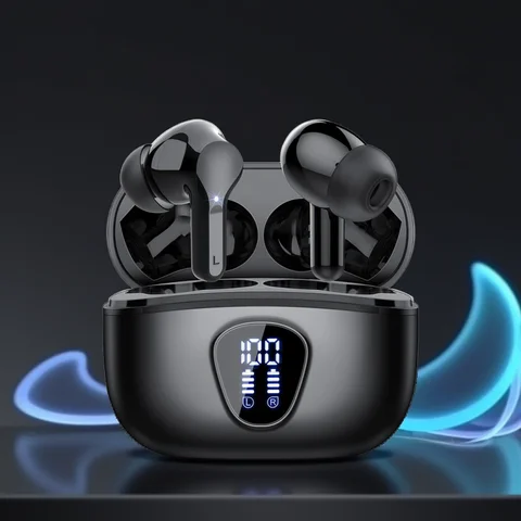 New Wireless Earbuds HiFi Stereo Headphones BT5.3 with ENC Noise Cancelling 48H LED Display Ear Buds IP7 Waterproof Earphones