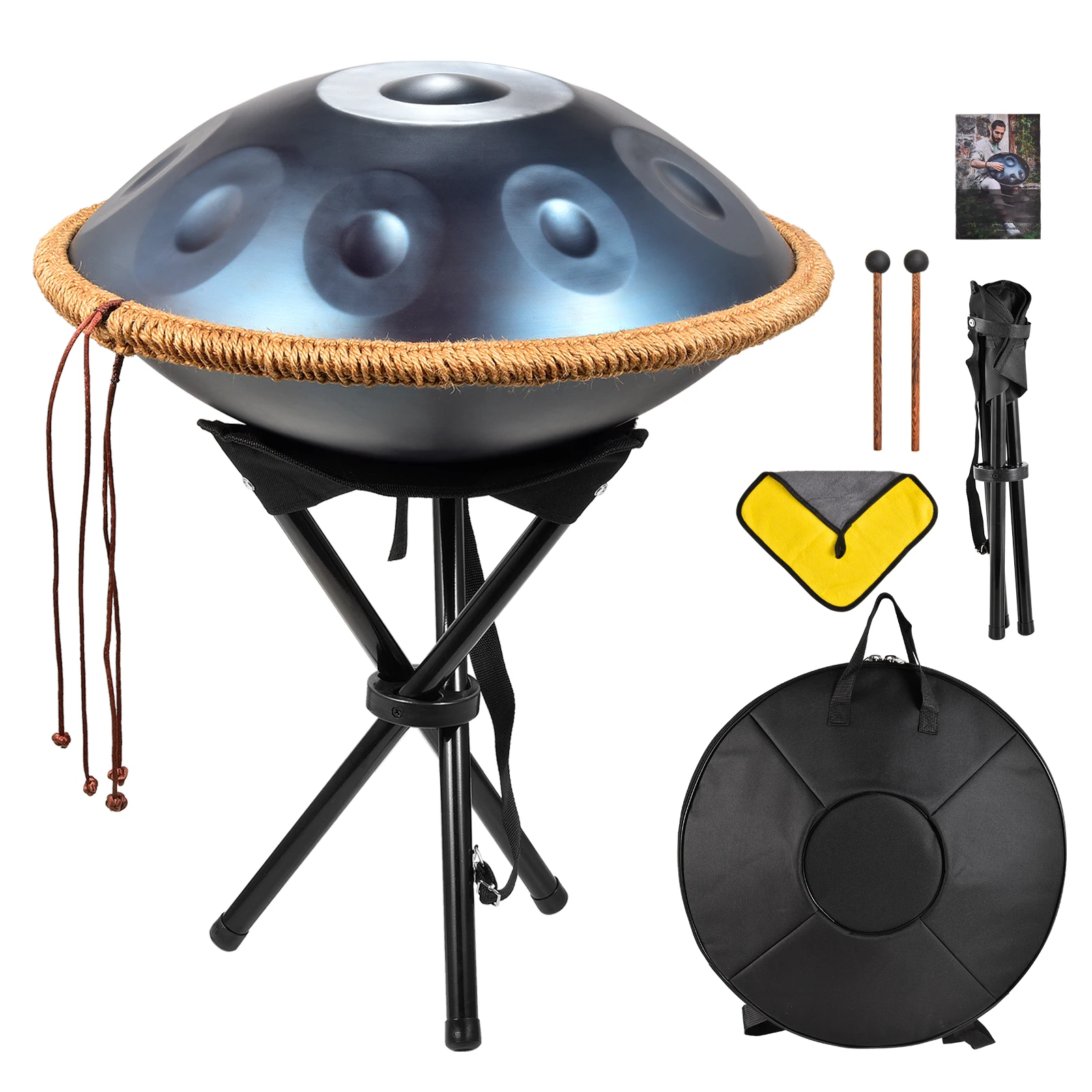 

18 Inches G Minor Handpan Drum, 9 Notes Meditation Drum , Handpan Set, Stainless Steel Drum for Meditation, Performance