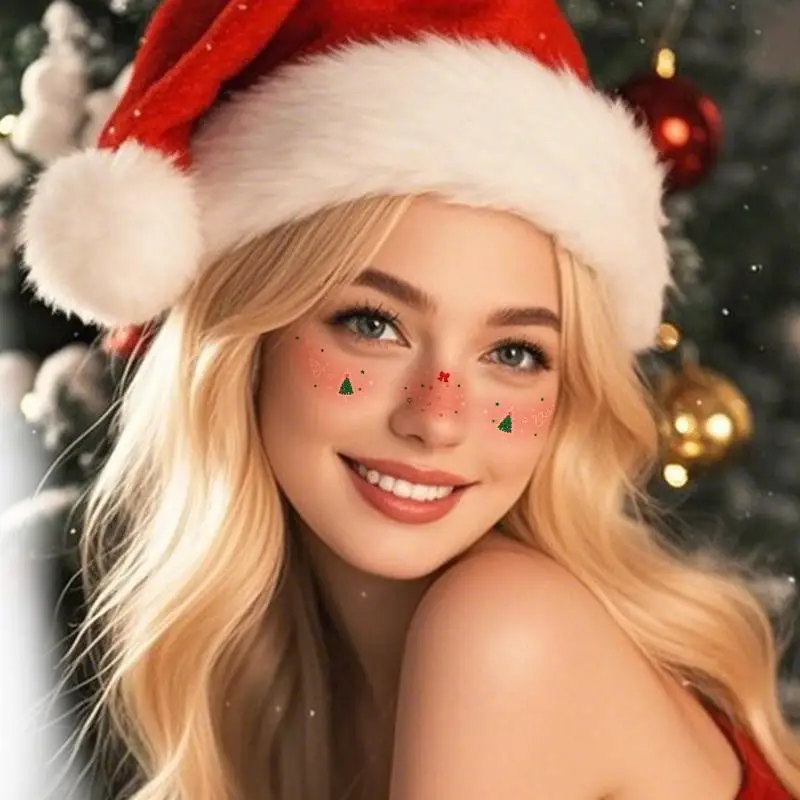 6 أوراق عيد الميلاد بريق النمش ملصقات ثلاثية الأبعاد سانتا كلوز جرس ثلج ملصقات الوشم المؤقت لحفلة المهرجان #5
