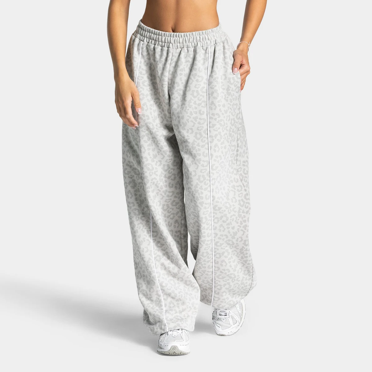 Damen Hochelastische Leopardenmuster Yoga-Hose Locker Geschnittene Weite Fitness-Trainingshose Po-Formende Schlanke Lässige Sporthose