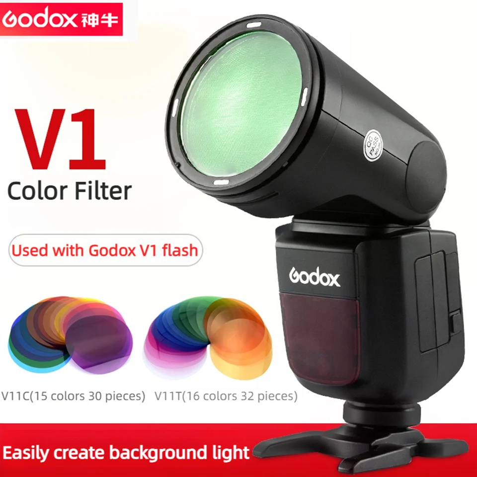 Godox AK-R16 Magnetic Diffuser Filter Plate V-11C Color Effect Gel for S-R1 V1 AD100 AD200 PRO V860 Camera Flash Light Speedlite