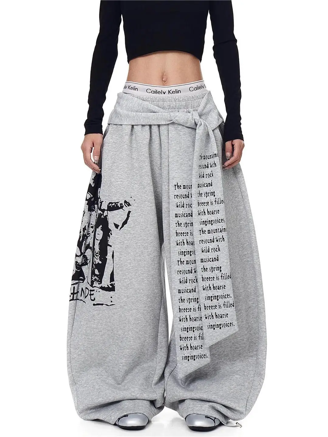 

Loose Wide Leg Pants Men's Retro Letter Print Street Dance Casual Trousers American Trendy Lazy Sweatpants Loose Pants