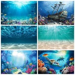 Underwater World Seabed Backdrops Summer Ocean Undersea Sunlight Sun Ray Deep Blue Water Swimming Pool Background Photo Studio