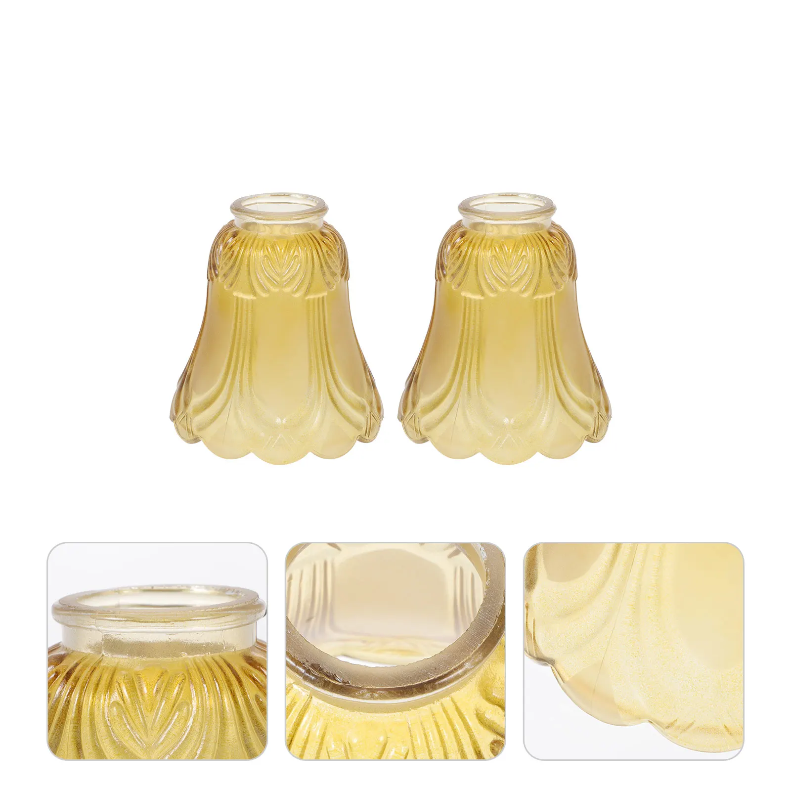 

2Pcs Delicate European Style Lampshade Durable Glass Light Cover Soft Eye Protection Lamp Cover Transparent Lampshade