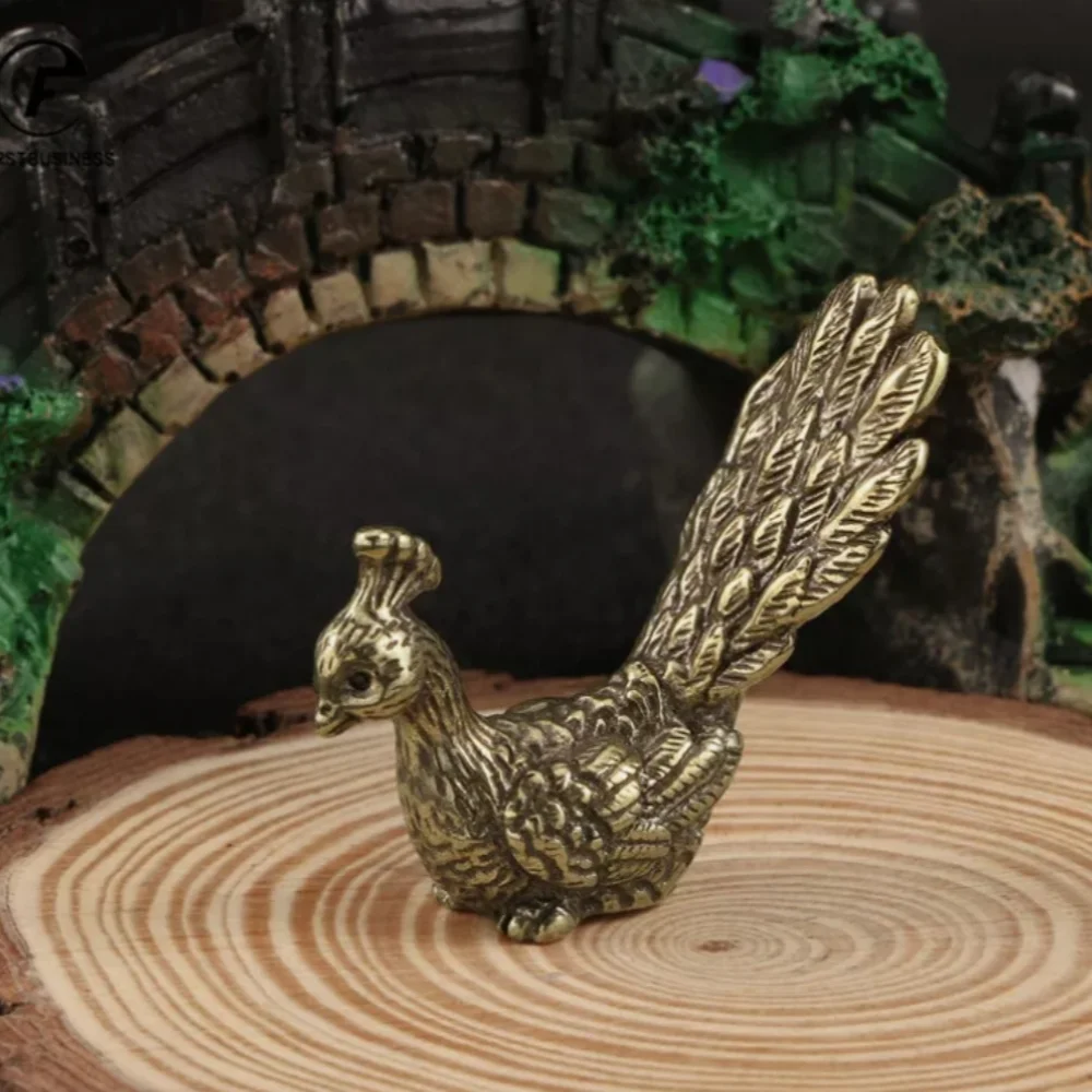 Antique Brass Peacock Figurine Tabletop Decoration Vintage Animal Figurine
