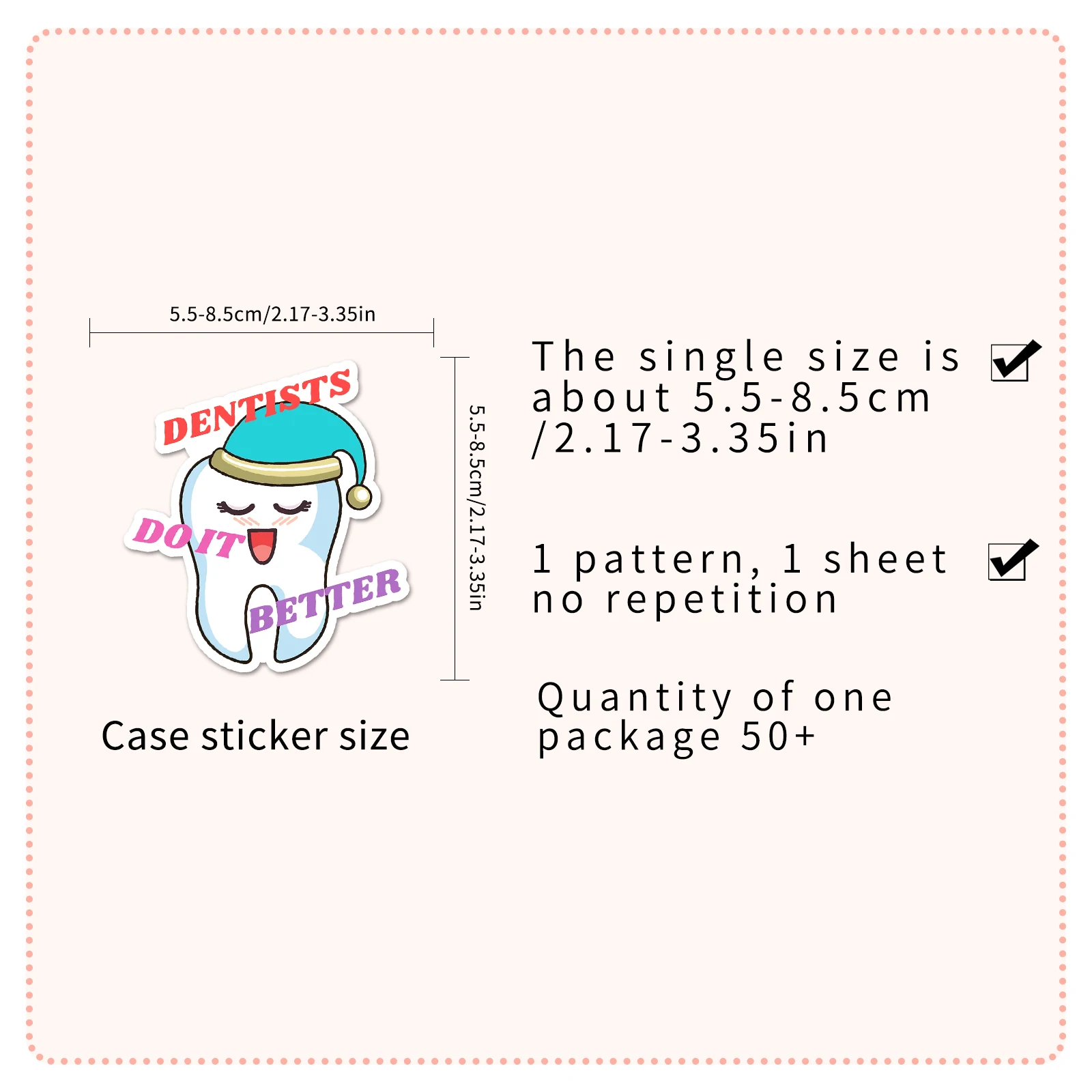 50Pcs Teeth Protection Series Cartoon Cute Waterproof Sticker Skateboarding Snowboard Retro Vinyl Sticker