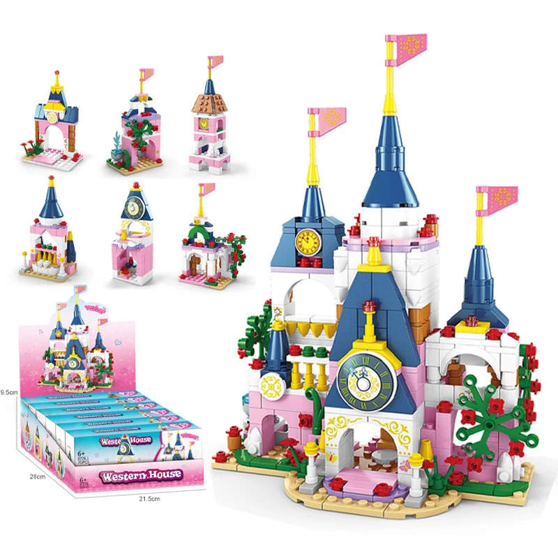 

589PCS Princess Series 6in1 Castle Building Blocks Set Fantasy Castle Bricks Figures DIY Kit Toys For Kids Girls Christmas Gift