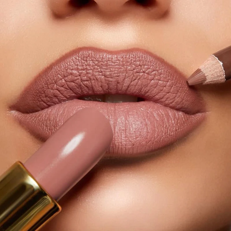 Nude Matte Velvet Lipstick Lip Liner Color Rendering Lasting Non-stick Cup Sexy Lipsticks Waterproof Beauty Lips Makeup Cosmetic