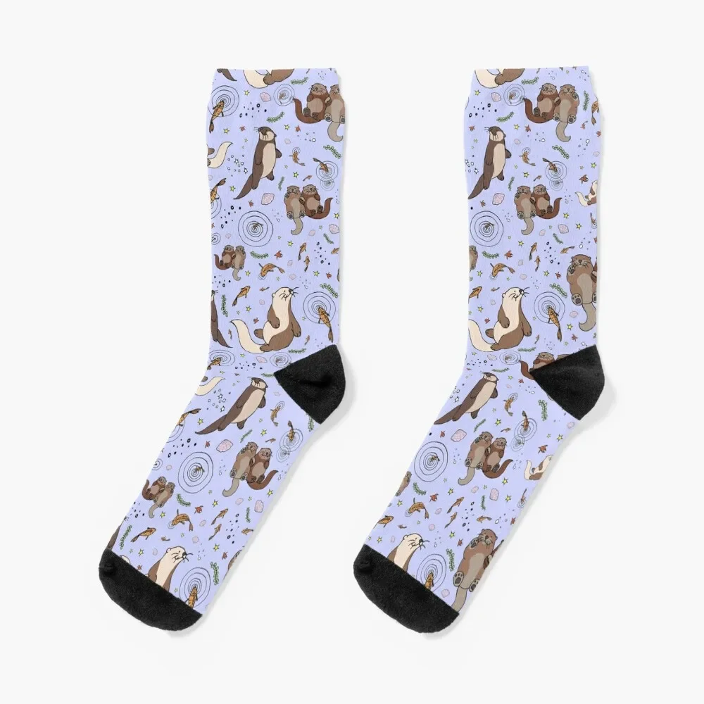 Otters in Purple Socks christmas gift cute retro happy Men's Socks Luxury Women's