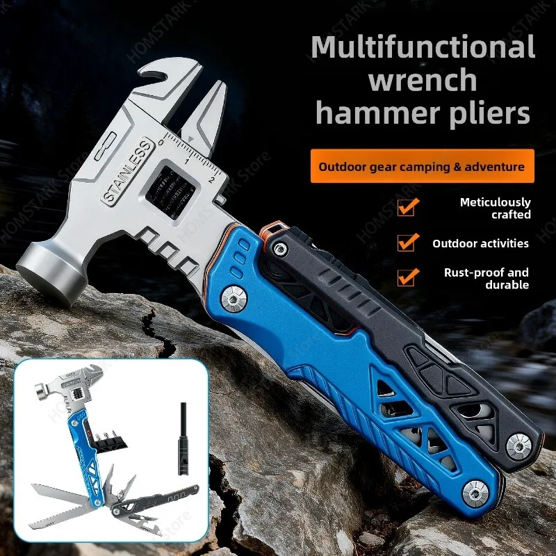 Multi‑Purpose Survival Tool Kit, Folding Saw Pliers Hammer Cutter Window Breaker for Vehicle Emergency Outdoor Accessory