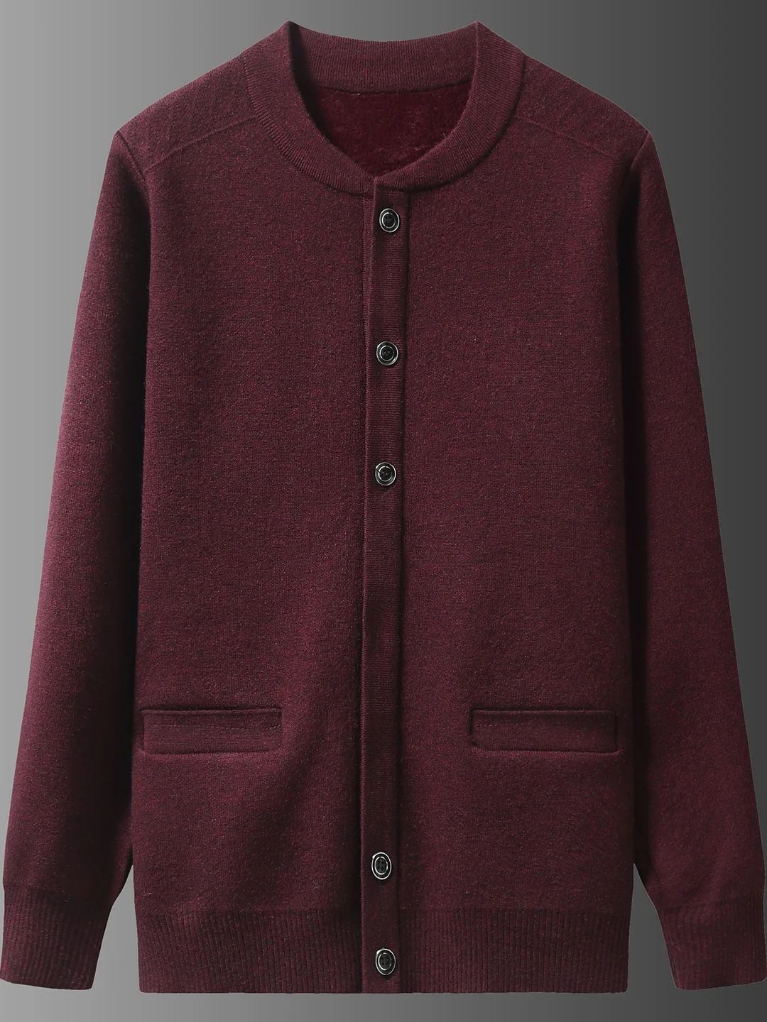 

Мужской утепленный вязаный кардиган на флисовой подкладке, свободный, теплый, повседневный, стандартной длины, с длинными рукавами, круглым вырезом, верхняя одежда