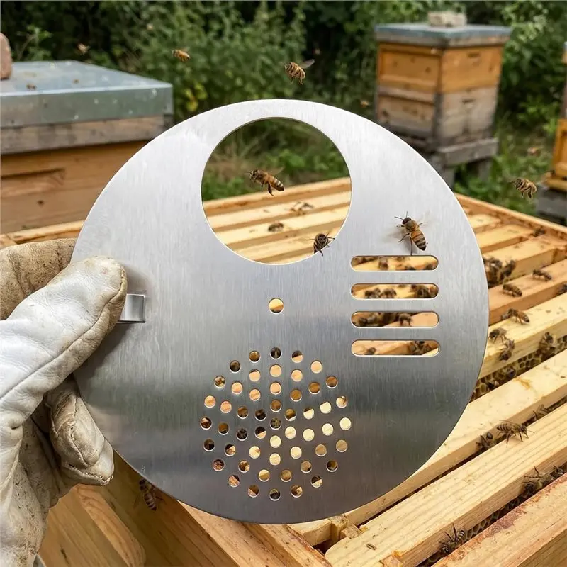 WCS-12 Pcs Bee Hive Nuc Box Entrance Disc, Beekeeping Supplies Bee Hive Entrance Gates, Stainless Steel Beekeeping Tools