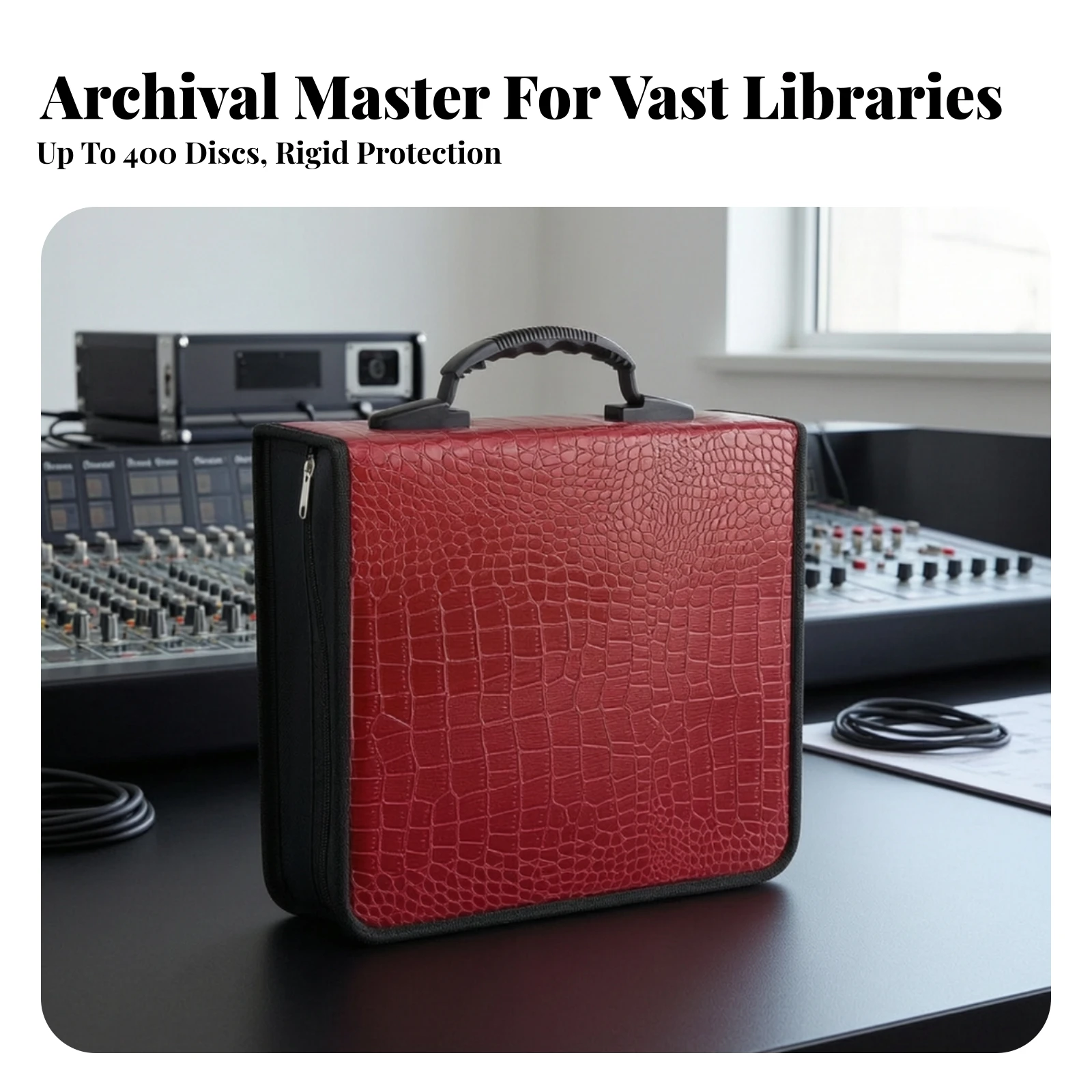 CD Storage Case Portable CD Case with Handle Media Storage Box Hard-Sided Wallet with Handle Space-Saving for Collectors