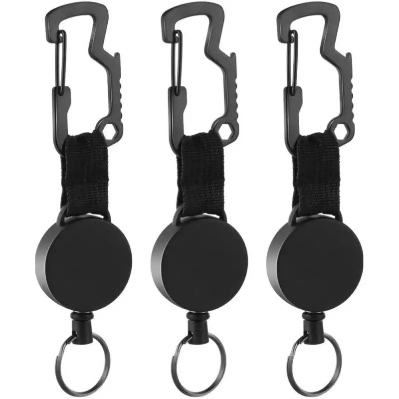 3Pcs Retractable Key Chain Key-Rings - Heavy Duty Key Holder Belt Clip With Multitool Carabiner, Keychain Lanyard Badge Reels