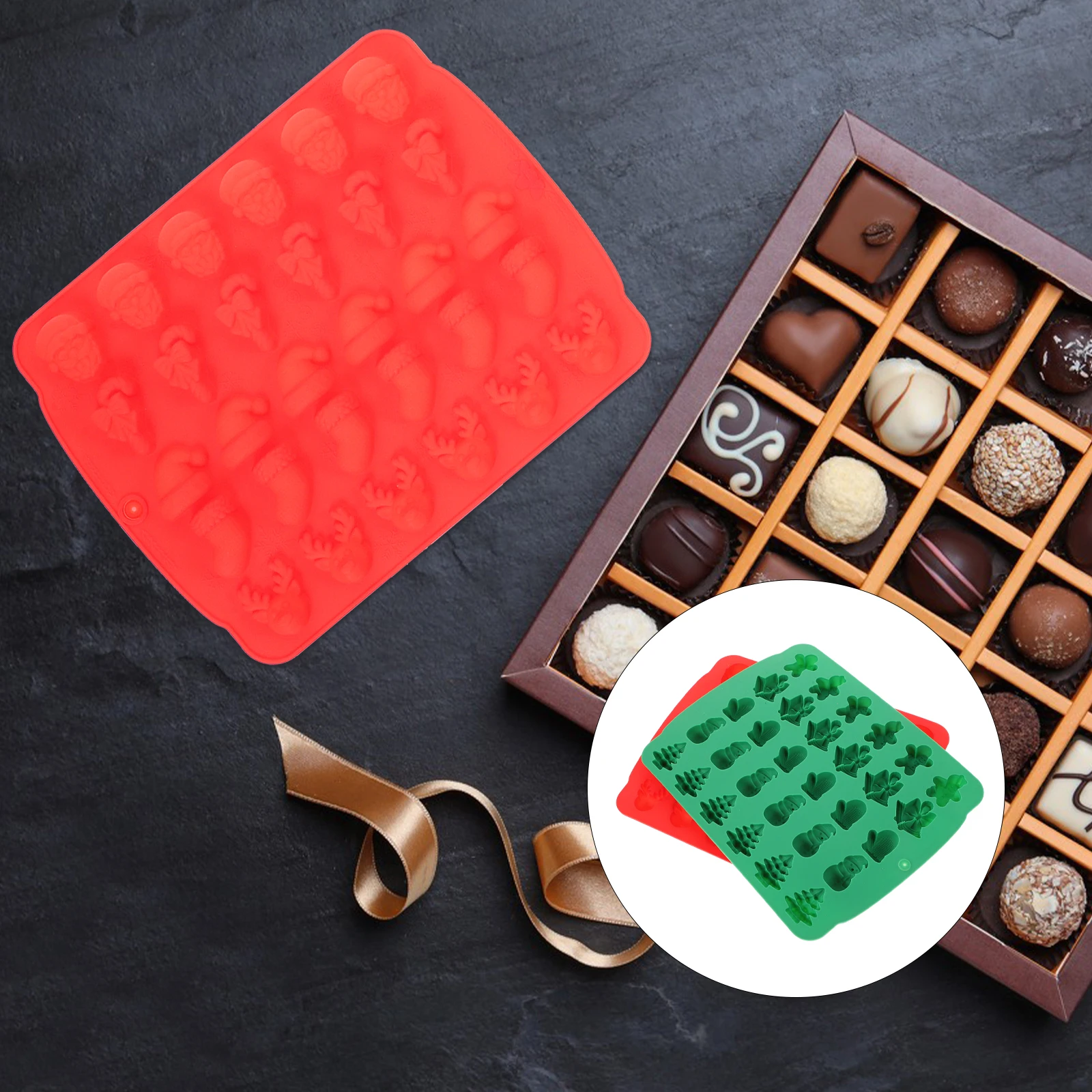 

2 Pcs Xmas Candy Mold Chocolate Moulds Popularity Silicone Forms Christmas Tree