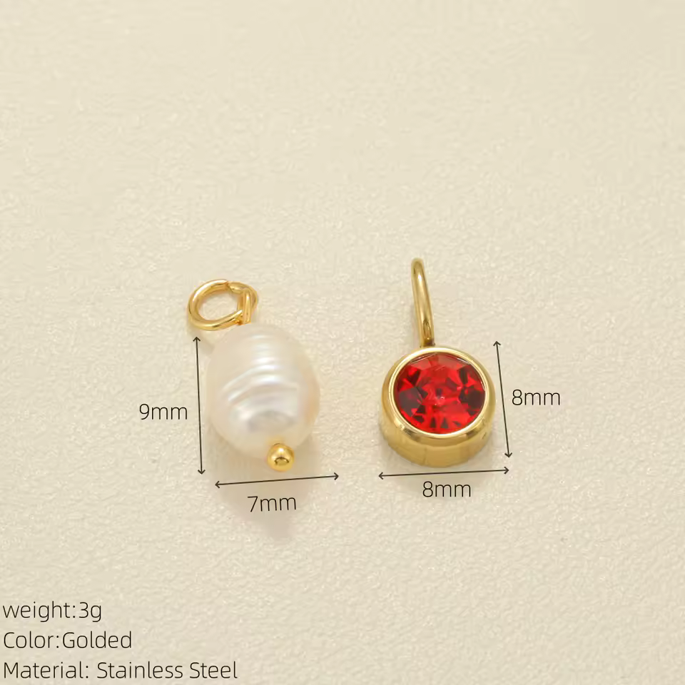 2PCS Golden Stainless Steel Pendant Freshwater Pearl 12 Birthstone Pendants Can Be DIY Necklace Bracelet Women's Jewelry Gifts - AliExpress 