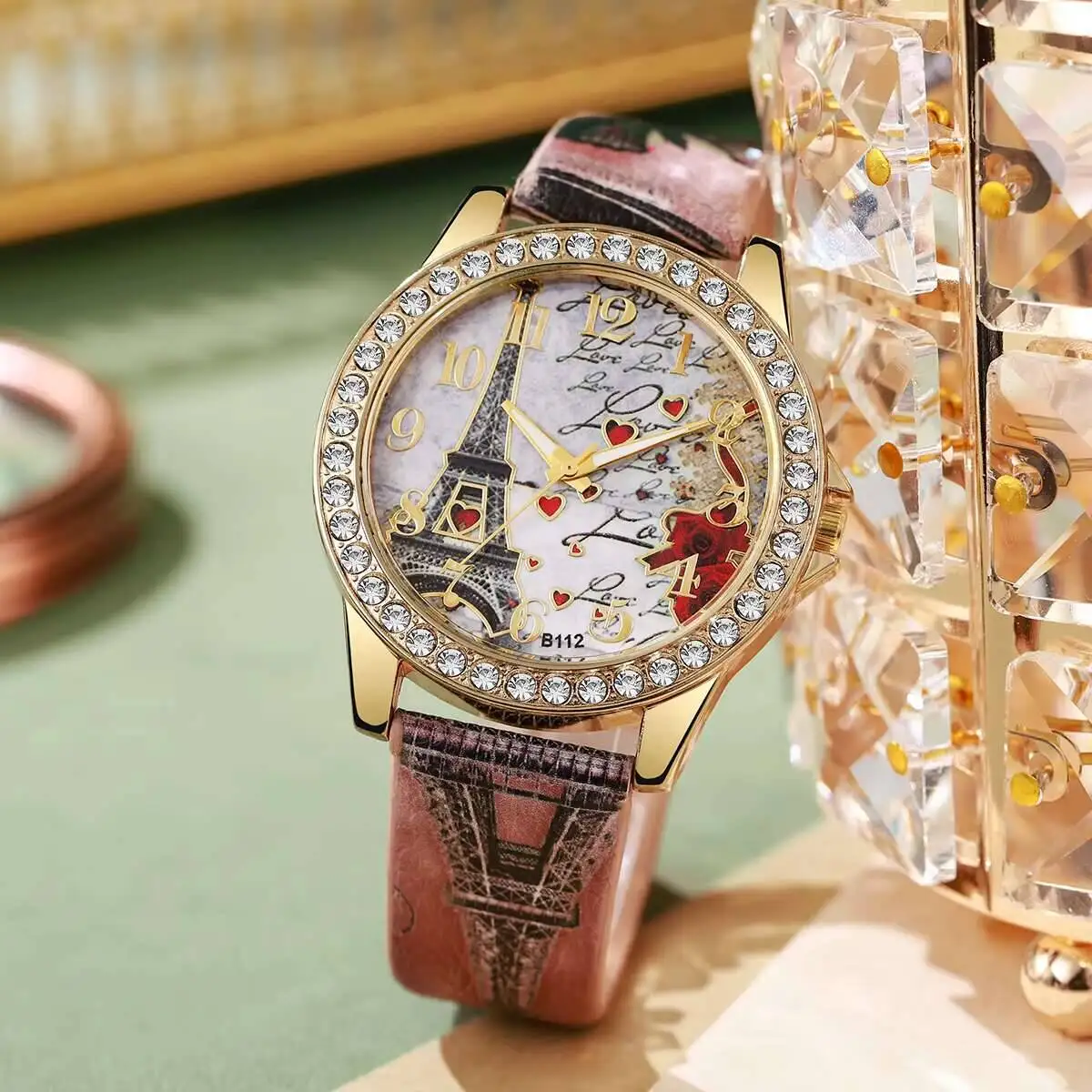 Fashion Flowers Women Watches Casual Leather Strap Analog Quartz Watch Reloj Mujer Girls Clock Gift