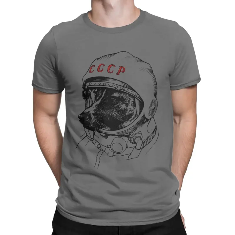 CCCP Rusia Aika space URSS petonauta dog MEN'S T shirt awesome tee shirt short sleeve T-shirts cotton gift idea clothes