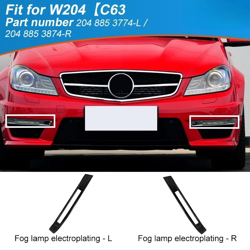Für 2012–2014 W204 Mercedes Benz C63 AMG Nebelscheinwerfer SCHWARZ Trim Stoßstange Lauflampe Abdeckung Grille 2048853174 2048853274