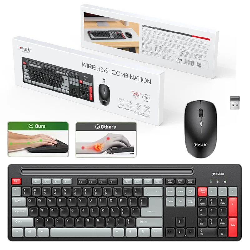 Silent USB wireless keyboard and mouse set,suitable for desktop and laptop computers,esports games,office use,and drama watching