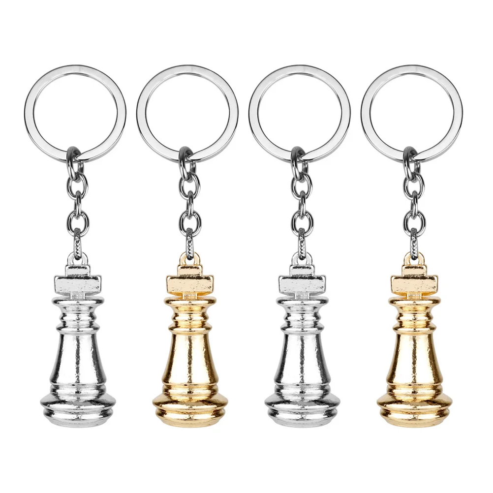 4 Pcs Alloy Chess Keychain Safe Free Nickel Resistant Corrosion Key Holder Decor Gift for Everyday Use