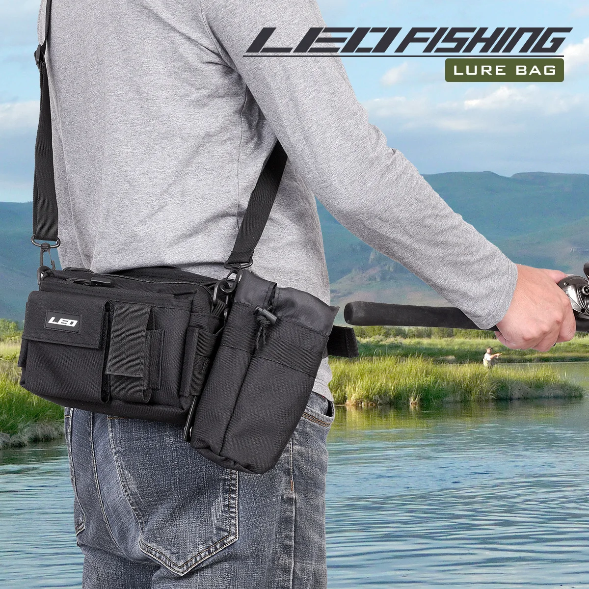 LEO Multifunctional Fishing Tackle Bagpack Waterproof Waist Bag Hiking Hunting Climbing Belt Bag Crossbody bag Detachable