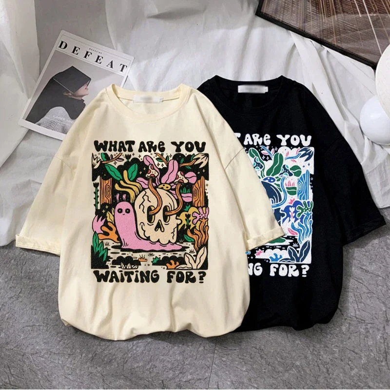 Camiseta Harajuku para mujer, camisas con estampado de setas de albaricoque, ropa de calle informal de verano con cuello redondo, Tops de moda de manga corta Unisex