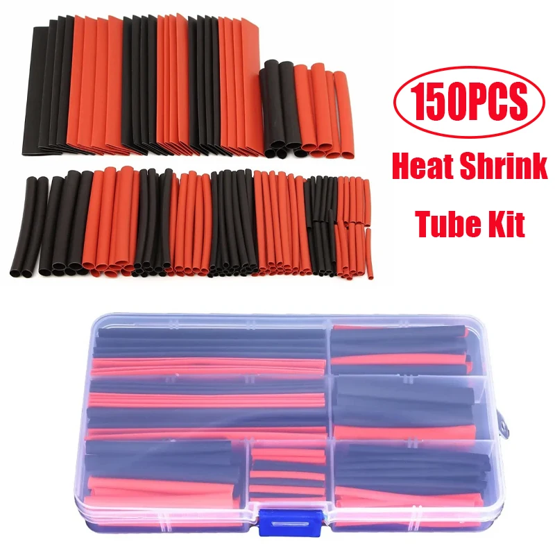 150PCS Heat-shrink Tubing Thermoresistant Tube Heat Shrink Wrapping Kit Electrical Connection Wire Cable Insulation Sleeving