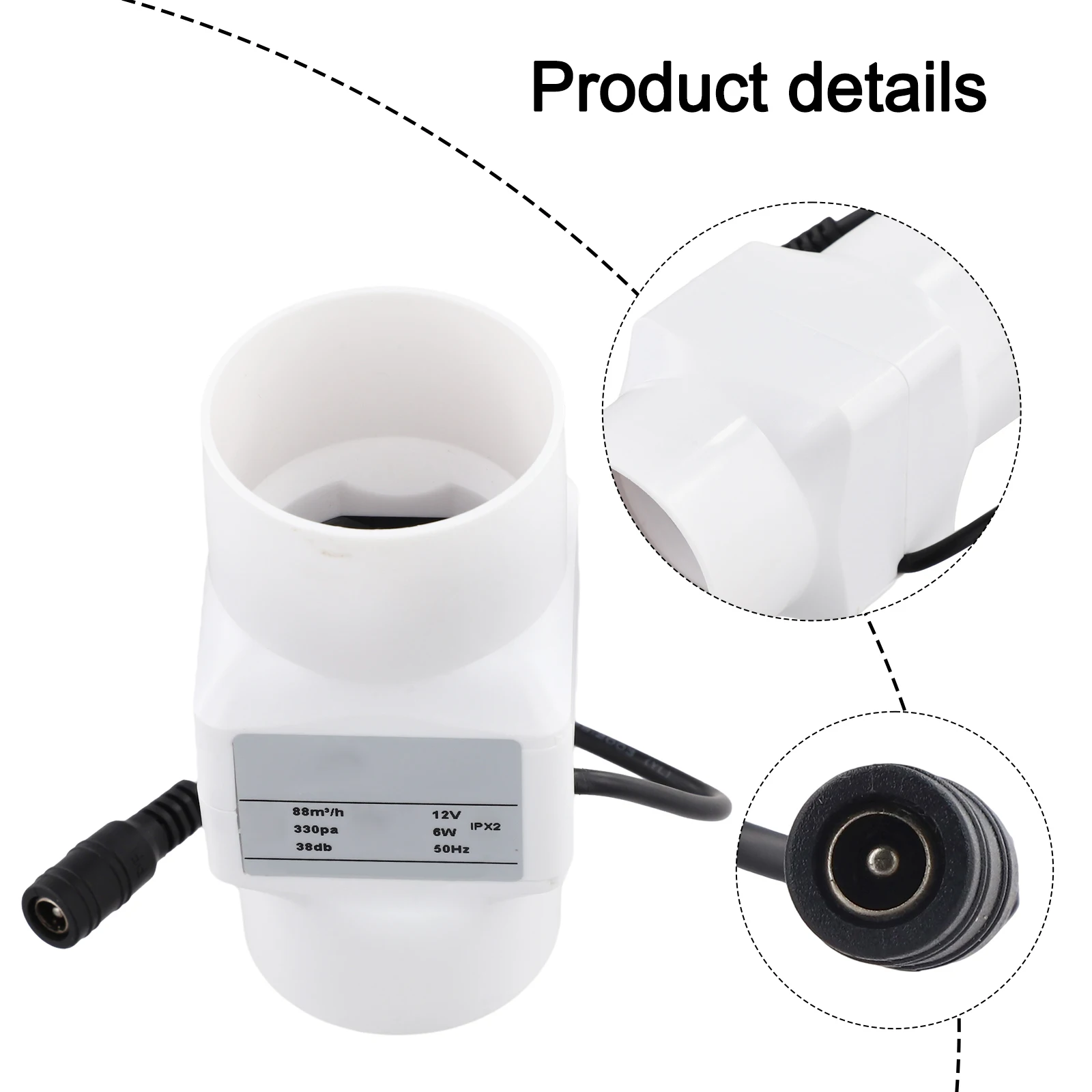 Duct Fan Powerful Inline  For Exhaust Fan 12V 6W ABS+PVC  Duct Blower 50mm Indoor Air  For Exhaust Including Bathrooms Chicken