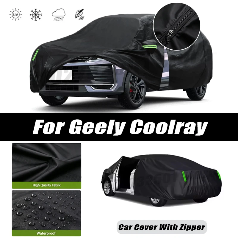 For Geely Coolray Car Covers Outdoor Waterproof Sun Rain Snow Protection UV Car Zipper Design Car Cover Accessories